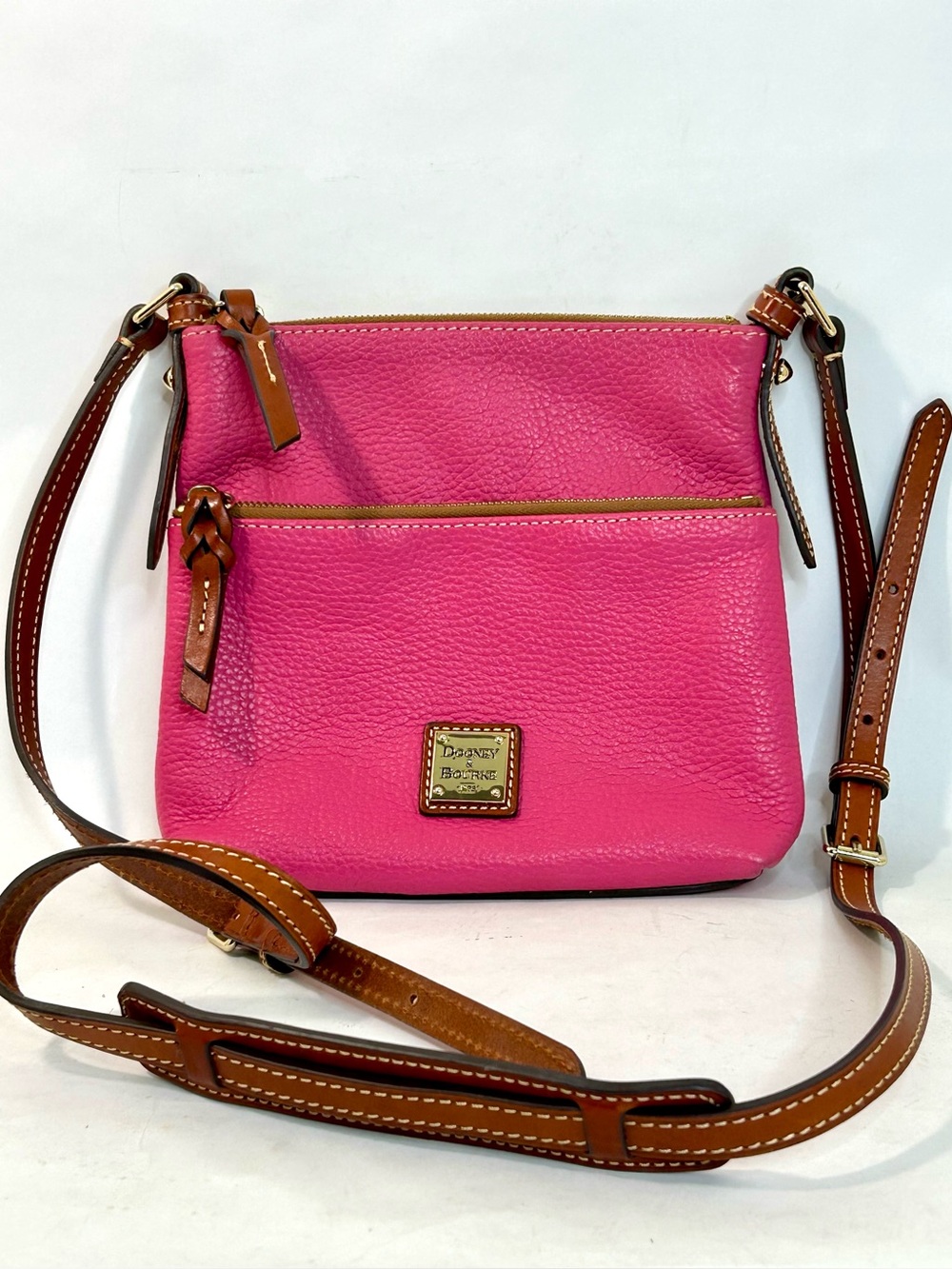 Dooney & Bourke Pebble Grain Crossbody in Bright Fuchsia Pink, Dust Bag Included